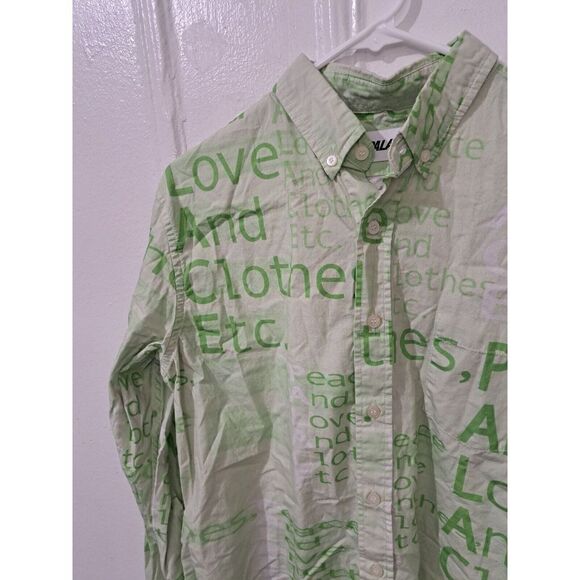 Palace Skateboards Men's Medium Sage Green Graphic Casual Button Down Shirt - Picture 4 of 8